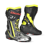 BELA AIR RIDER GP-1 RACING Moto Botas Preto Amarela Fluorocente - Imagem dupla de botas